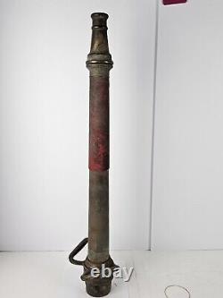 Ancien embout de tuyau de camion de pompier américain en laiton bronze des années 1930, 31,5 cm
