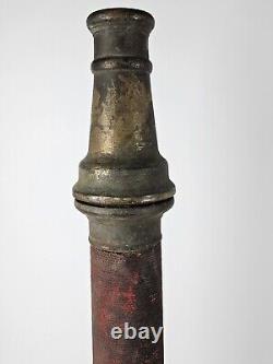 Ancien embout de tuyau de camion de pompier américain en laiton bronze des années 1930, 31,5 cm
