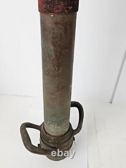 Ancien embout de tuyau de camion de pompier américain en laiton bronze des années 1930, 31,5 cm