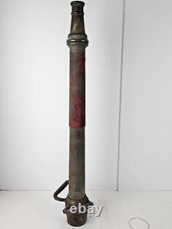 Ancien embout de tuyau de camion de pompier américain en laiton bronze des années 1930, 31,5 cm