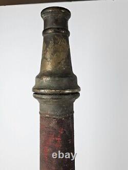 Ancien embout de tuyau de camion de pompier américain en laiton bronze des années 1930, 31,5 cm