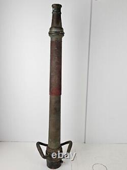 Ancien embout de tuyau de camion de pompier américain en laiton bronze des années 1930, 31,5 cm