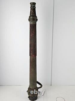 Ancien embout de tuyau de camion de pompier américain en laiton bronze des années 1930, 31,5 cm