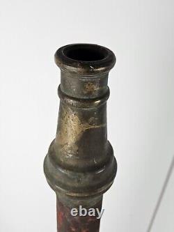 Ancien embout de tuyau de camion de pompier américain en laiton bronze des années 1930, 31,5 cm
