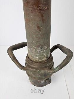 Ancien embout de tuyau de camion de pompier américain en laiton bronze des années 1930, 31,5 cm