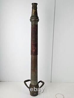 Ancien embout de tuyau de camion de pompier américain en laiton bronze des années 1930, 31,5 cm