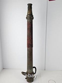 Ancien embout de tuyau de camion de pompier américain en laiton bronze des années 1930, 31,5 cm