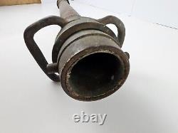 Ancien embout de tuyau de camion de pompiers américain en laiton bronze des années 1930, grand modèle 32