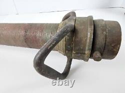Ancien embout de tuyau de camion de pompiers américain en laiton bronze des années 1930, grand modèle 32