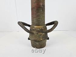 Ancien embout de tuyau de camion de pompiers américain en laiton bronze des années 1930, grand modèle 32