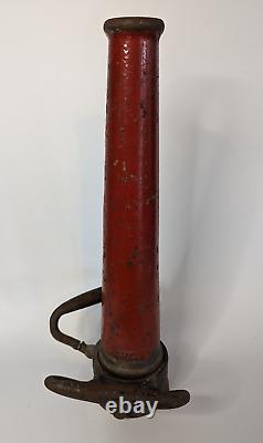 Ancienne buse de tuyau d'incendie en laiton Antique Allen MFG Chicago 15 avec peinture rouge