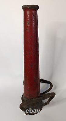 Ancienne buse de tuyau d'incendie en laiton Antique Allen MFG Chicago 15 avec peinture rouge