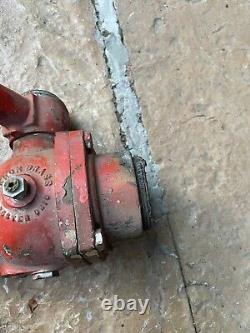 Ancienne pompe à incendie - Soupape / levier pivotant en laiton de pompier + cloche de camion Akron Brass Co