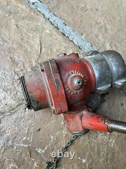Ancienne pompe à incendie - Soupape / levier pivotant en laiton de pompier + cloche de camion Akron Brass Co