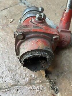 Ancienne pompe à incendie - Soupape / levier pivotant en laiton de pompier + cloche de camion Akron Brass Co