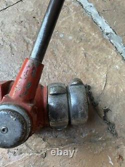 Ancienne pompe à incendie - Soupape / levier pivotant en laiton de pompier + cloche de camion Akron Brass Co