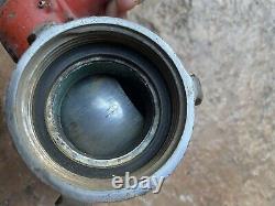 Ancienne pompe à incendie - Soupape / levier pivotant en laiton de pompier + cloche de camion Akron Brass Co