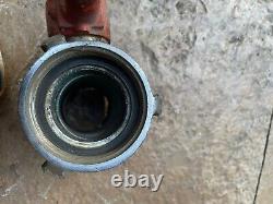 Ancienne pompe à incendie - Soupape / levier pivotant en laiton de pompier + cloche de camion Akron Brass Co