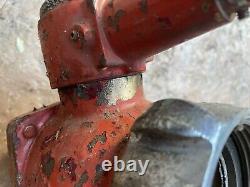 Ancienne pompe à incendie - Soupape / levier pivotant en laiton de pompier + cloche de camion Akron Brass Co