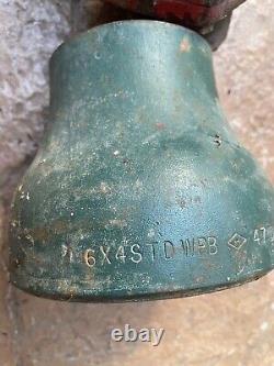 Ancienne pompe à incendie - Soupape / levier pivotant en laiton de pompier + cloche de camion Akron Brass Co