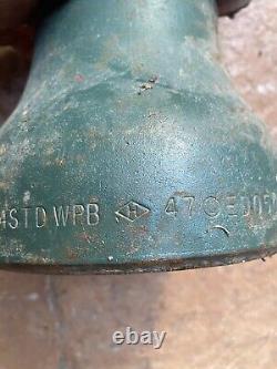 Ancienne pompe à incendie - Soupape / levier pivotant en laiton de pompier + cloche de camion Akron Brass Co