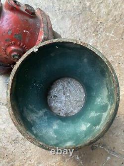 Ancienne pompe à incendie - Soupape / levier pivotant en laiton de pompier + cloche de camion Akron Brass Co