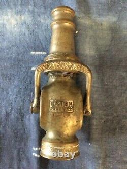 Antique 1929 Tuyau D'incendie Larkin Avec Cock, Firefight, Zinc Coated Brass