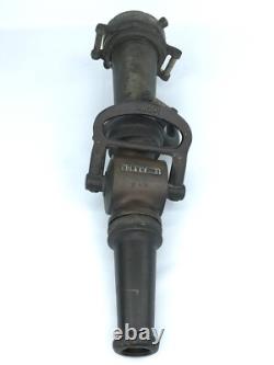 Antique American LaFrance 18 Buse de Tuyau d'Incendie en Laiton Massif Début des Années 1900