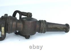 Antique American LaFrance 18 Buse de Tuyau d'Incendie en Laiton Massif Début des Années 1900