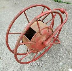 Antique Début 1900 Wirt & Knox Fire Hose Reel W&k Co Embossed Red Industrial