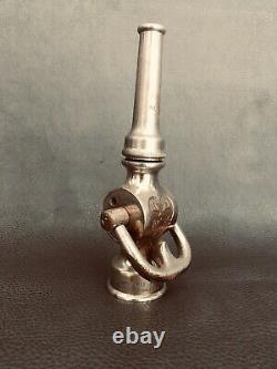 Antique Elkhart Brass (2 Têtes) 1 In. Buse D'incendie Nickel / 1917