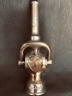 Antique Elkhart Brass (2 Têtes) 1 In. Buse D'incendie Nickel / 1917