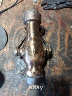 Antique Ornate BRASS Chef Pompier Buse de Tuyau d'Incendie ROCKWOOD SPRINKLER CO