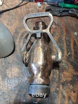 Antique Ornate BRASS Chef Pompier Buse de Tuyau d'Incendie ROCKWOOD SPRINKLER CO