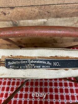 Antique Underwriter Laboratories Acier V-swing Fire Hose Reel With Hose
