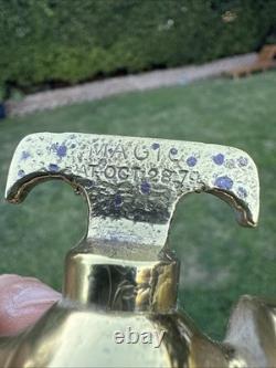 Buse à feu en laiton antique restaurée, magie, date de brevet 1897, rare beauté. Z9