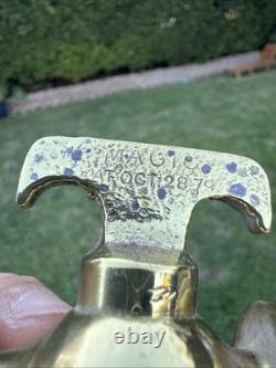 Buse à feu en laiton antique restaurée, magie, date de brevet 1897, rare beauté. Z9