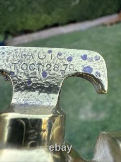 Buse à feu en laiton antique restaurée, magie, date de brevet 1897, rare beauté. Z9