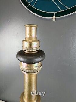 Buse à incendie en laiton vintage Wooster de 2 1/2 pouces avec 3 embouts empilés