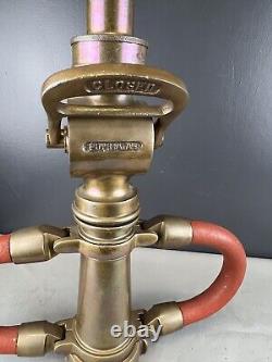 Buse à incendie en laiton vintage Wooster de 2 1/2 pouces avec 3 embouts empilés