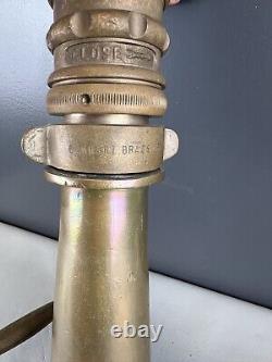 Buse à incendie vintage en laiton Elkhart Adjt. Tip et tuyau de jeu par Wooster Brass