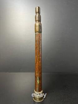 Buse d'incendie ancienne en cuivre avec tuyau, fabriquée au Japon.