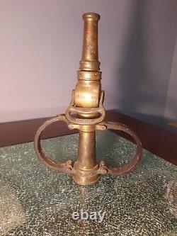 Buse d'incendie en laiton antique, début des années 1900, rare