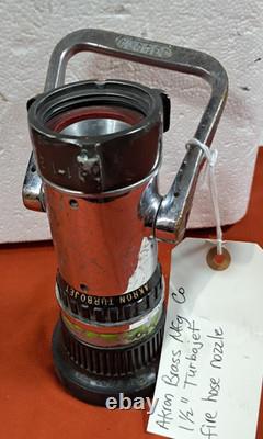 Buse de Tuyau d'Incendie AKRON Turbojet Vintage en Laiton Chromé USA