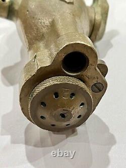 Buse de lutte contre l'incendie Vintage Akron 1 1/2 en laiton monté sur tuyau RARE VERSION