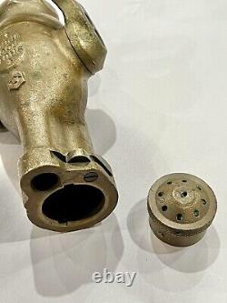 Buse de lutte contre l'incendie Vintage Akron 1 1/2 en laiton monté sur tuyau RARE VERSION