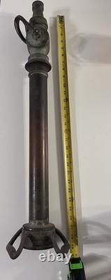 Buse de pompier ancienne en laiton et cuivre American LaFrance 30 pouces RARE