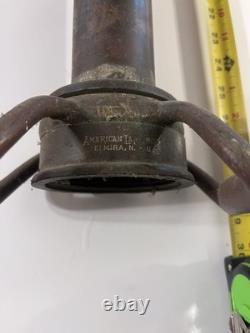 Buse de pompier ancienne en laiton et cuivre American LaFrance 30 pouces RARE