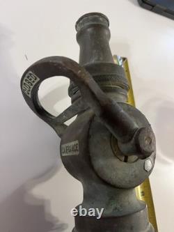 Buse de pompier ancienne en laiton et cuivre American LaFrance 30 pouces RARE