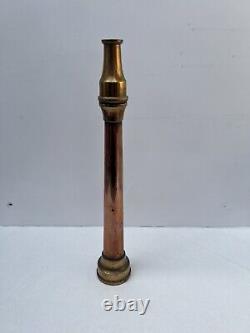 Buse de tuyau d'incendie en cuivre et laiton de la brigade de pompiers Merryweather Londres antique 5/8